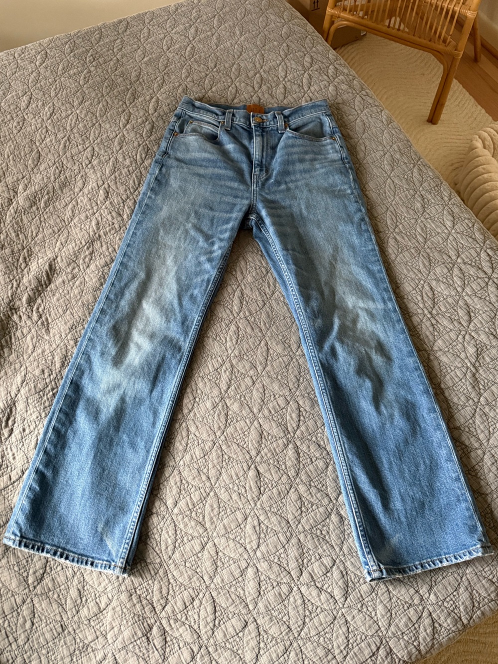 High-Rise Medium Blue Straight-to-Slight Flare Jeans - Picture 3 of 11